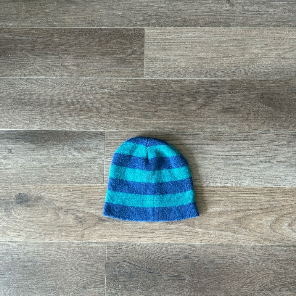 Striped Teal and Navy Beanie